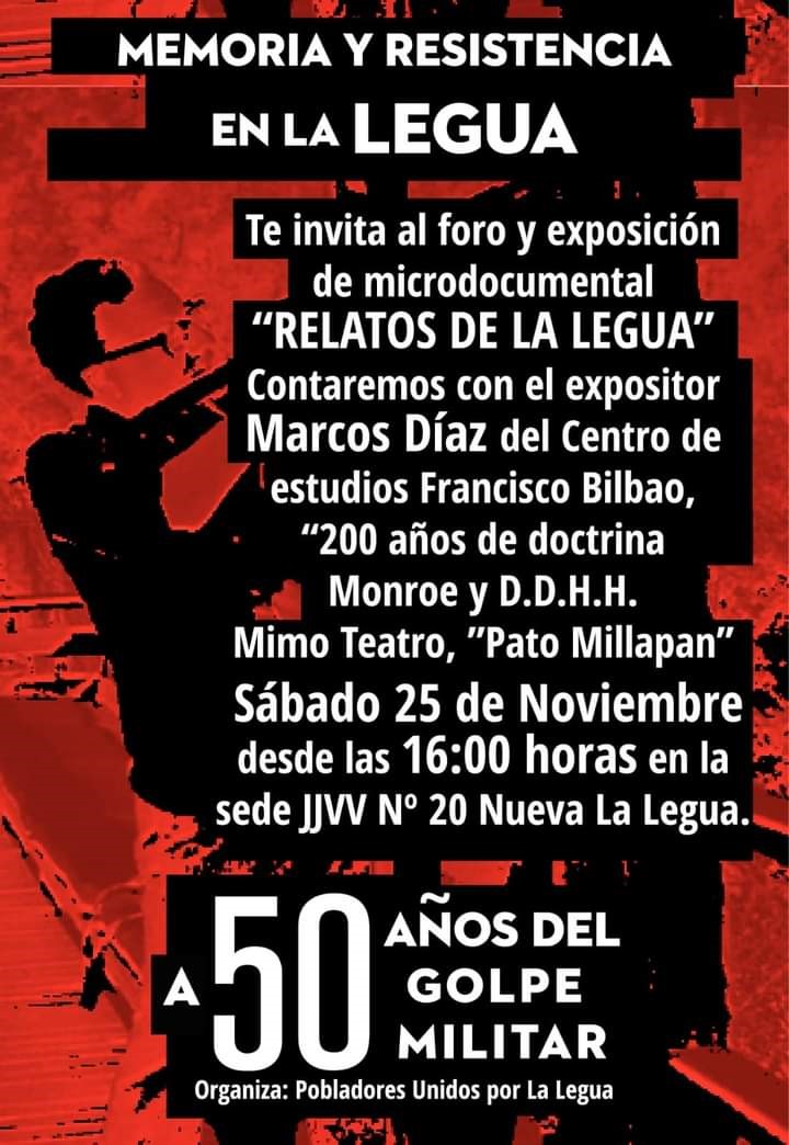 Memoria y Resistencia en La Legua, 25 noviembre, 16 horas